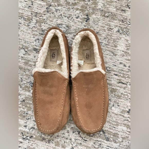 UGG Ascot Loafer Slipper Mens Size 11 Chestnut Brown Suede Sheepskin Slip On - Picture 4 of 12
